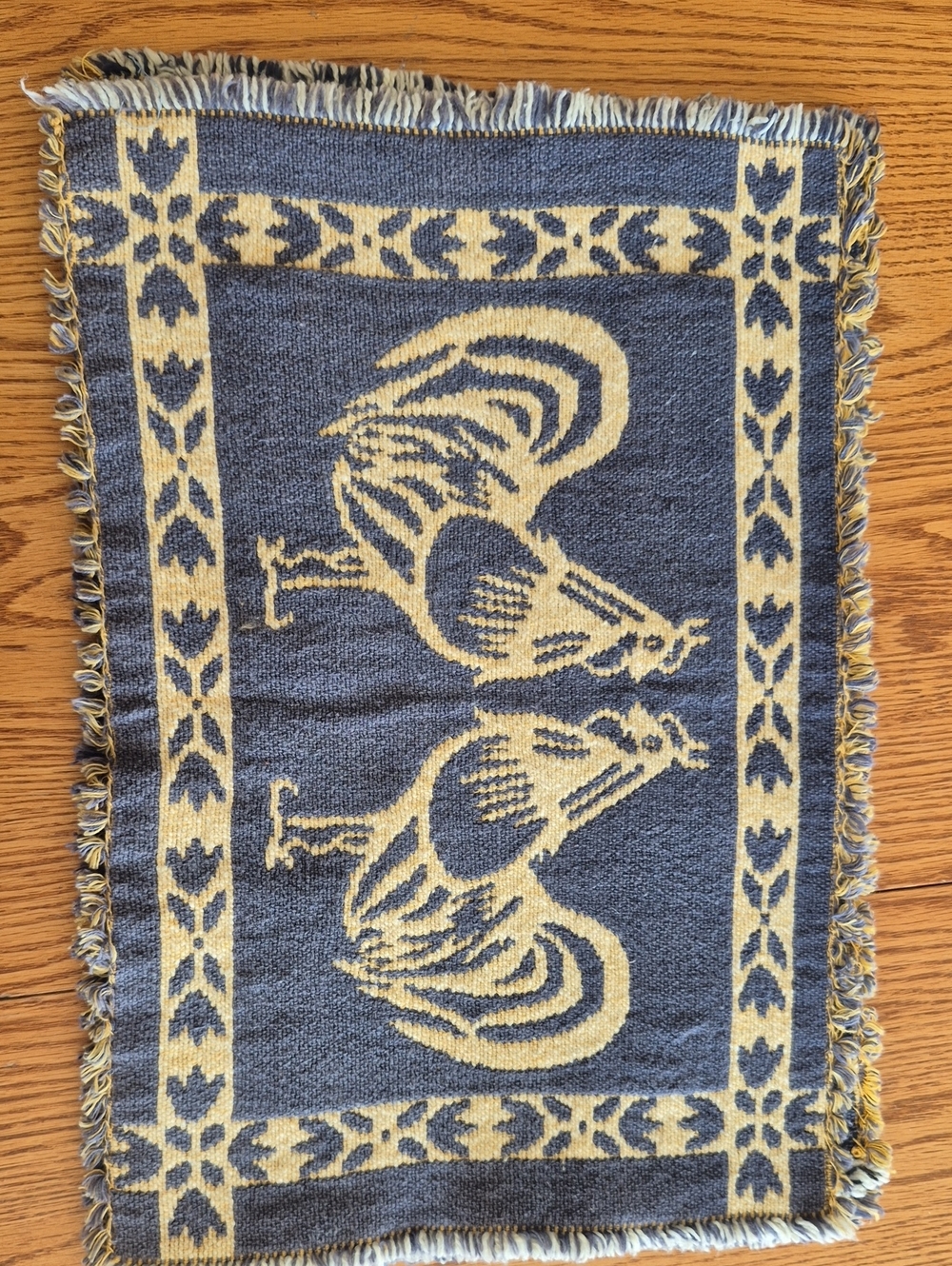 Blue and Cream Rooster Accent Placemats- Farmhouse Style- Set Of 4